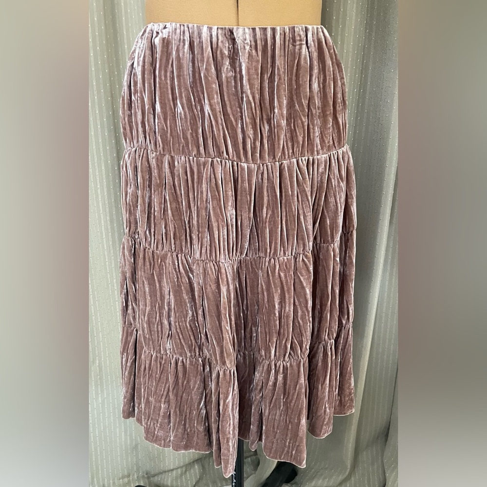 Sand/Tan Ruched Tiered Midi Skirt for Casual Wear